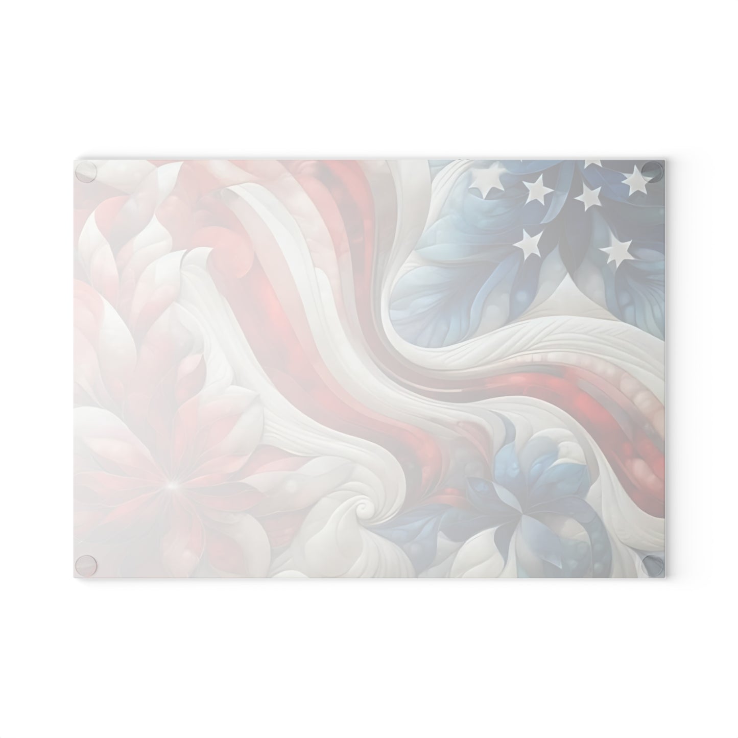 4th of July Quilt looking Glass Cutting Board – Patriotic Charm Meets Function