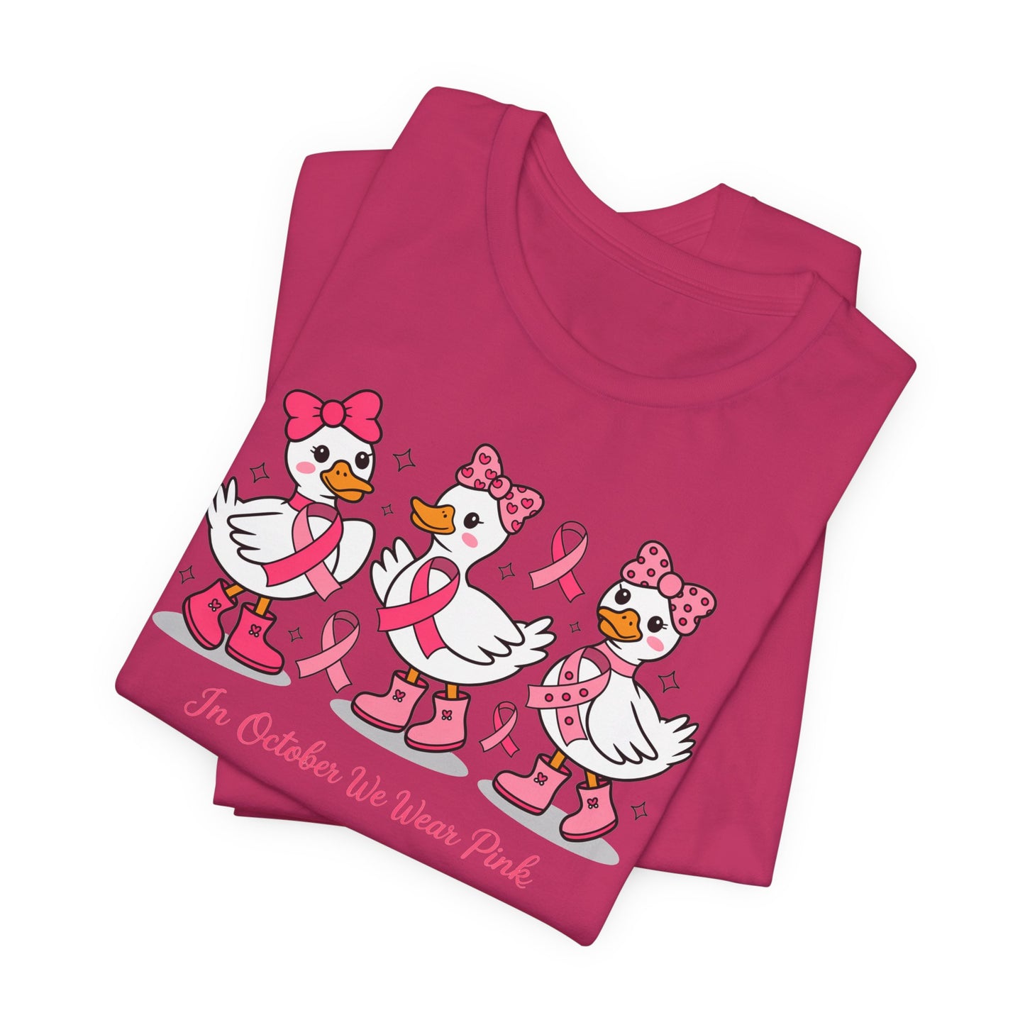 🎀🦆 In October We Wear Pink Duck T-Shirt – Cute Breast Cancer Awareness Tee 💖✨