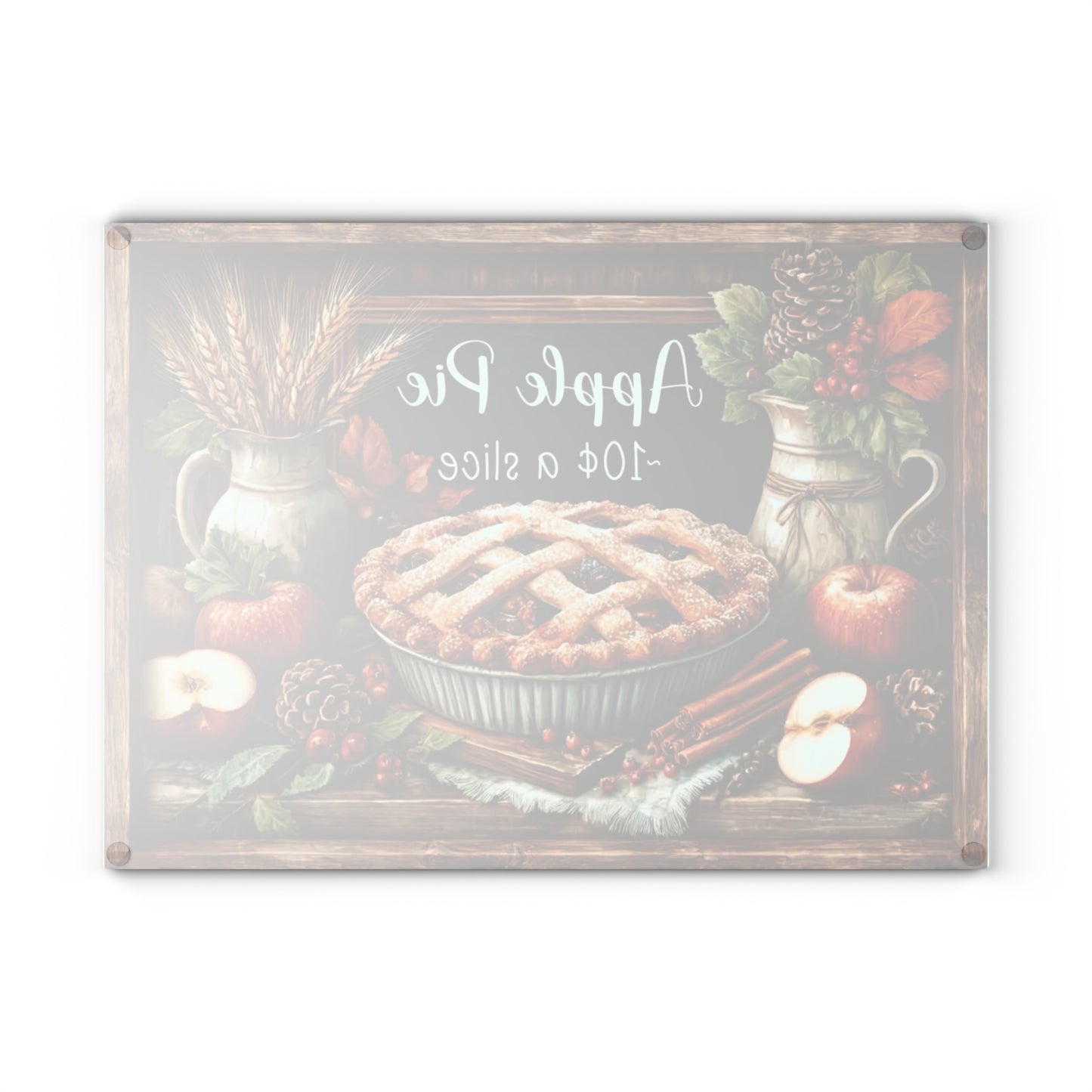 🥧🍎 “Apple Pie – 10¢ a Slice” Tempered Glass Board – Vintage Bakery Charm