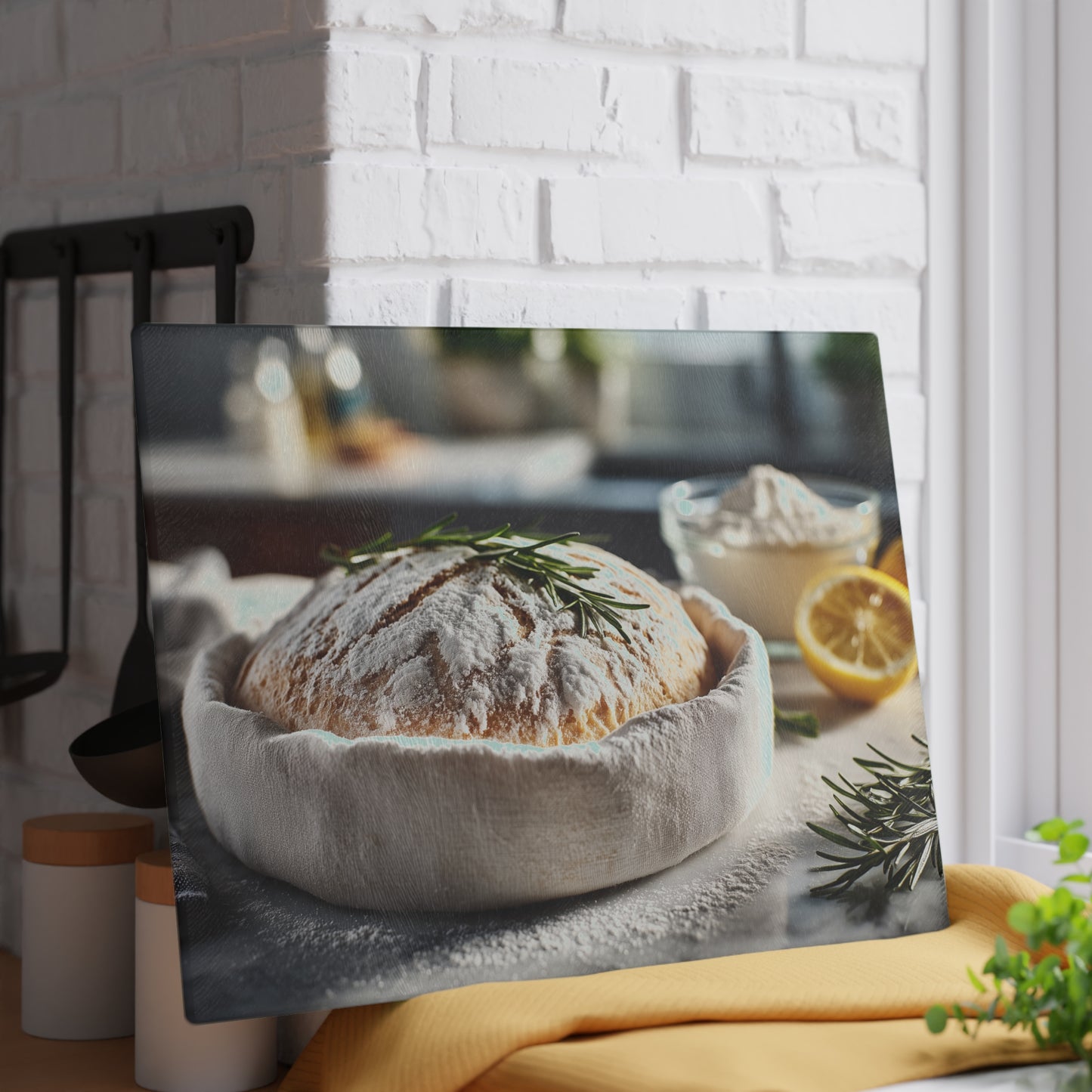 🍋🌿 Rustic Kitchen Bread & Herbs Cutting Board – Freshly Baked Charm for Your Kitchen 🍞