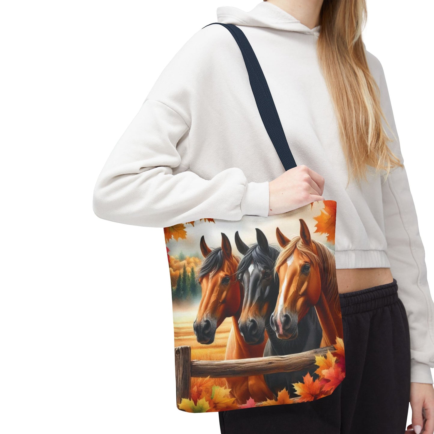 🐴 Autumn Horse Trio Tote Bag – Rustic, Stylish & Practical 🍂