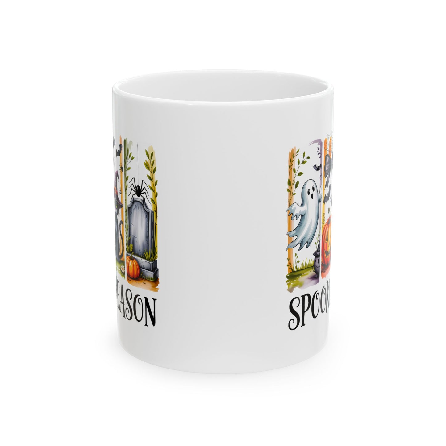 🎃 Spooky Season Mug – Cute Halloween Cat, Ghosts & Pumpkins 👻