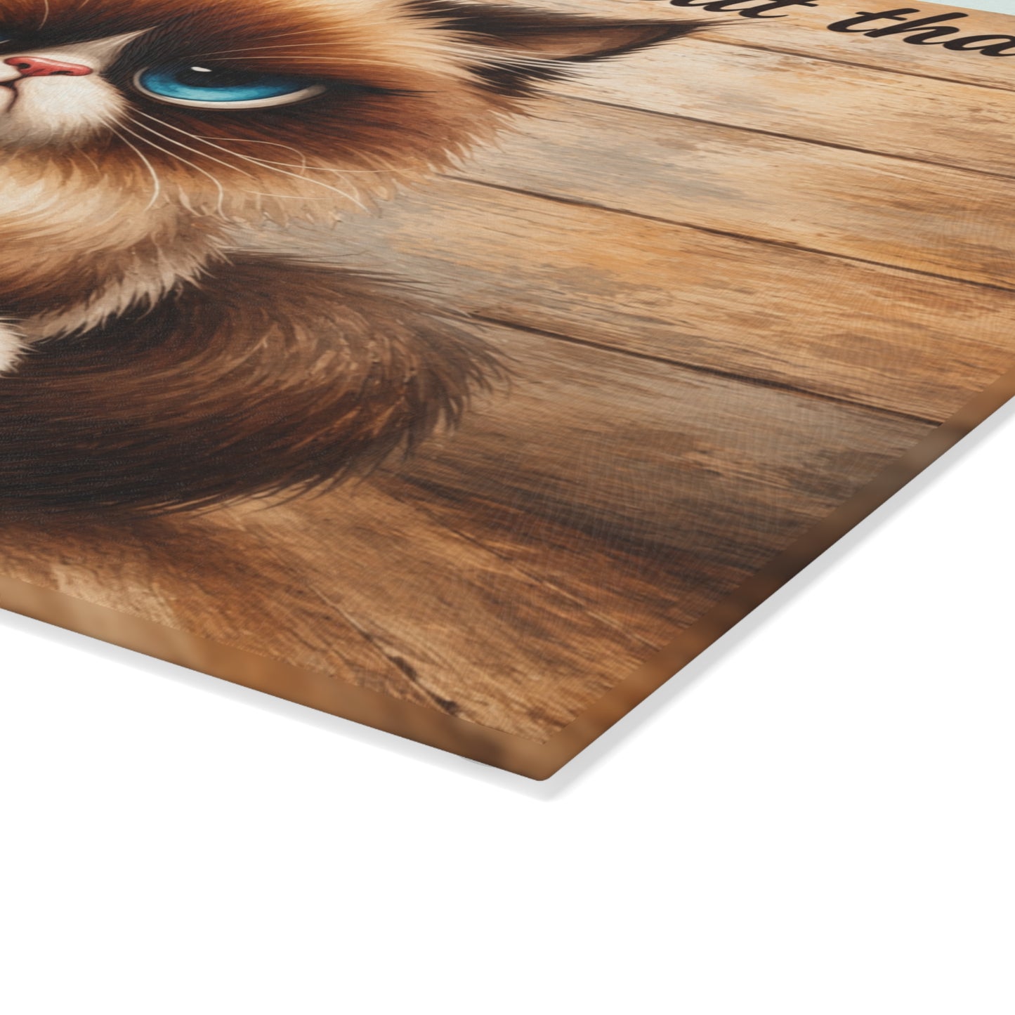 Funny Moody Kitty Glass Cutting Board – Rustic Farmhouse Cat Kitchen Décor