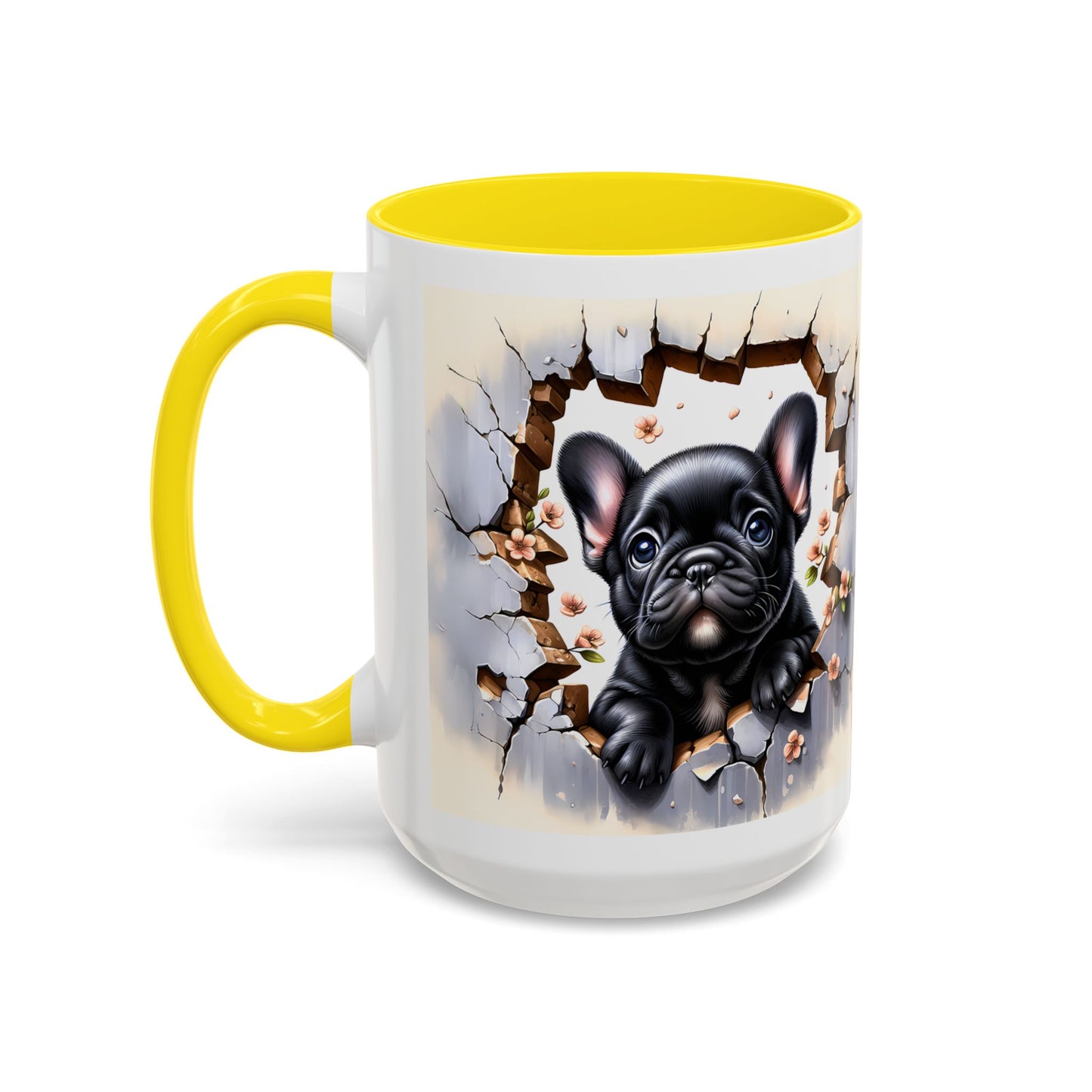🐾☕ Black French Bulldog Puppy Accent Mug – Cute Breakthrough Pup Design ✨