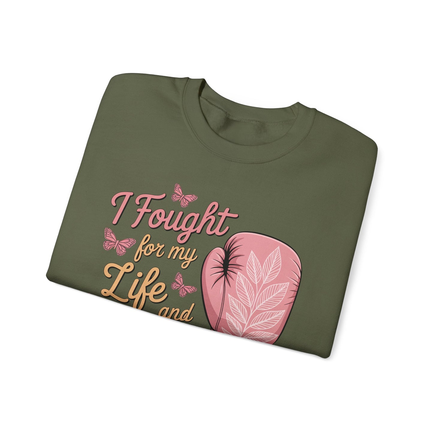 🥊🦋 I Fought for My Life and I Won Sweatshirt – Breast Cancer Survivor Crewneck
