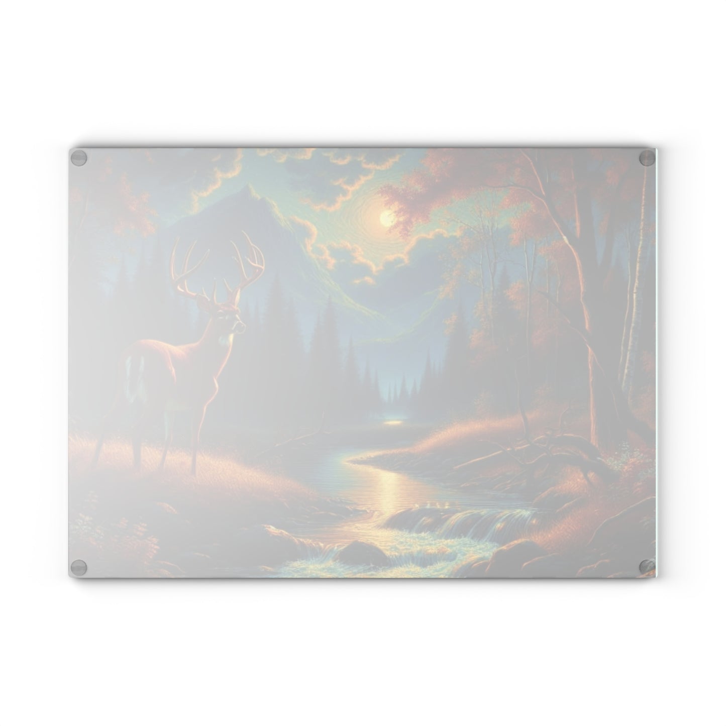 Moonlit Forest Buck Cutting Board – Enchanted Wilderness Art