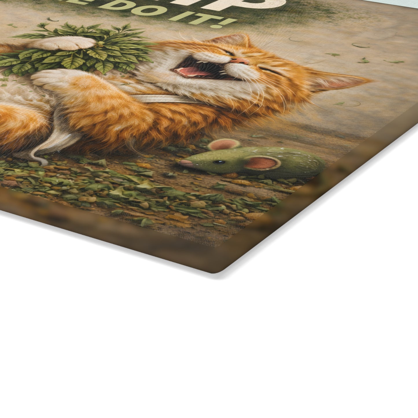 Catnip Made Me Do It Glass Cutting Board – Funny Cat Kitchen Art