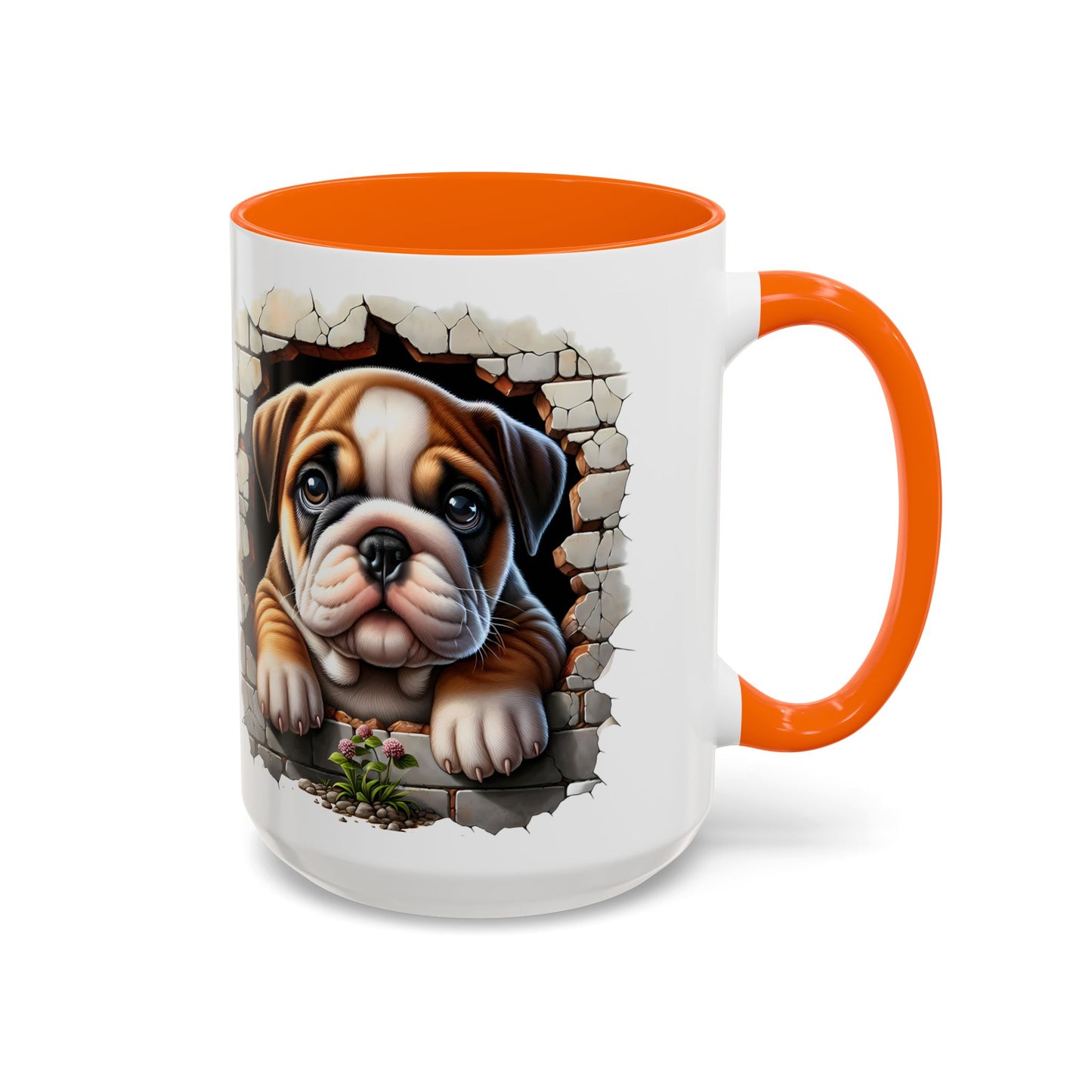 🎀🐶 English Bulldog Puppy Accent Mug – Cute Peek-Through Dog Design for Animal Lovers ☕💖