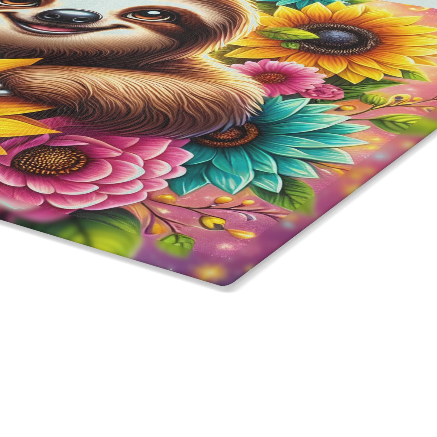 🦥 Sunflower Sloth Cutting Board – Whimsical Blooms for Your Kitchen 🌻