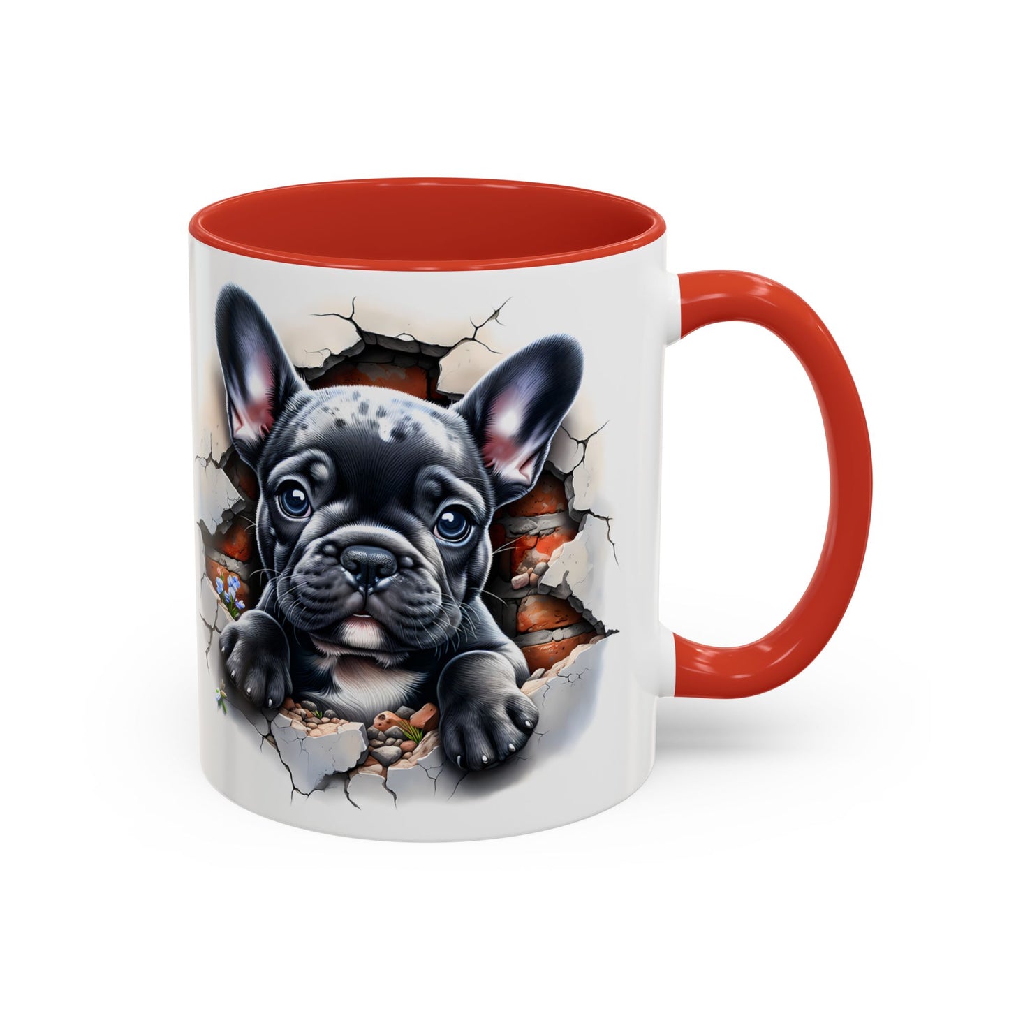 🐾🖤 Black French Bulldog Puppy Accent Mug – Cute Peek-Through Cup for Dog Lovers ☕✨