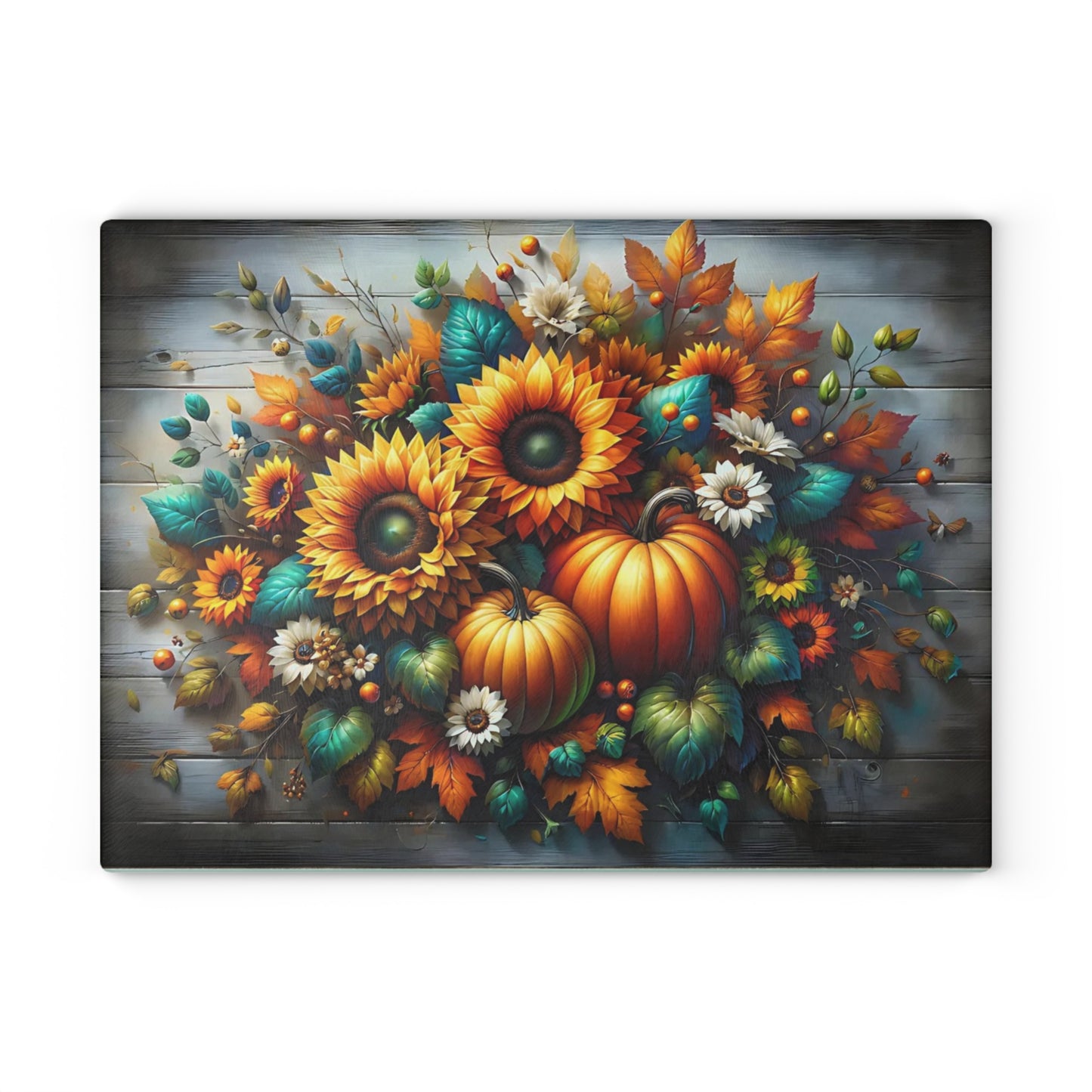 🌻🎃 Autumn Sunflower & Pumpkin Cutting Board – Rustic Harvest Charm for Your Kitchen 🍂✨