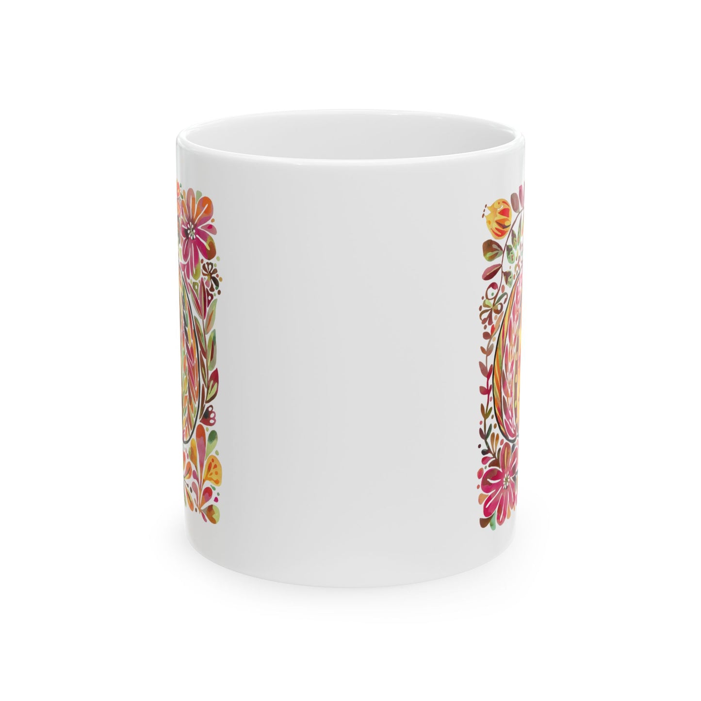 🎃🌸 Floral Pumpkin Mug – Autumn Harvest Coffee Cup 🍂☕
