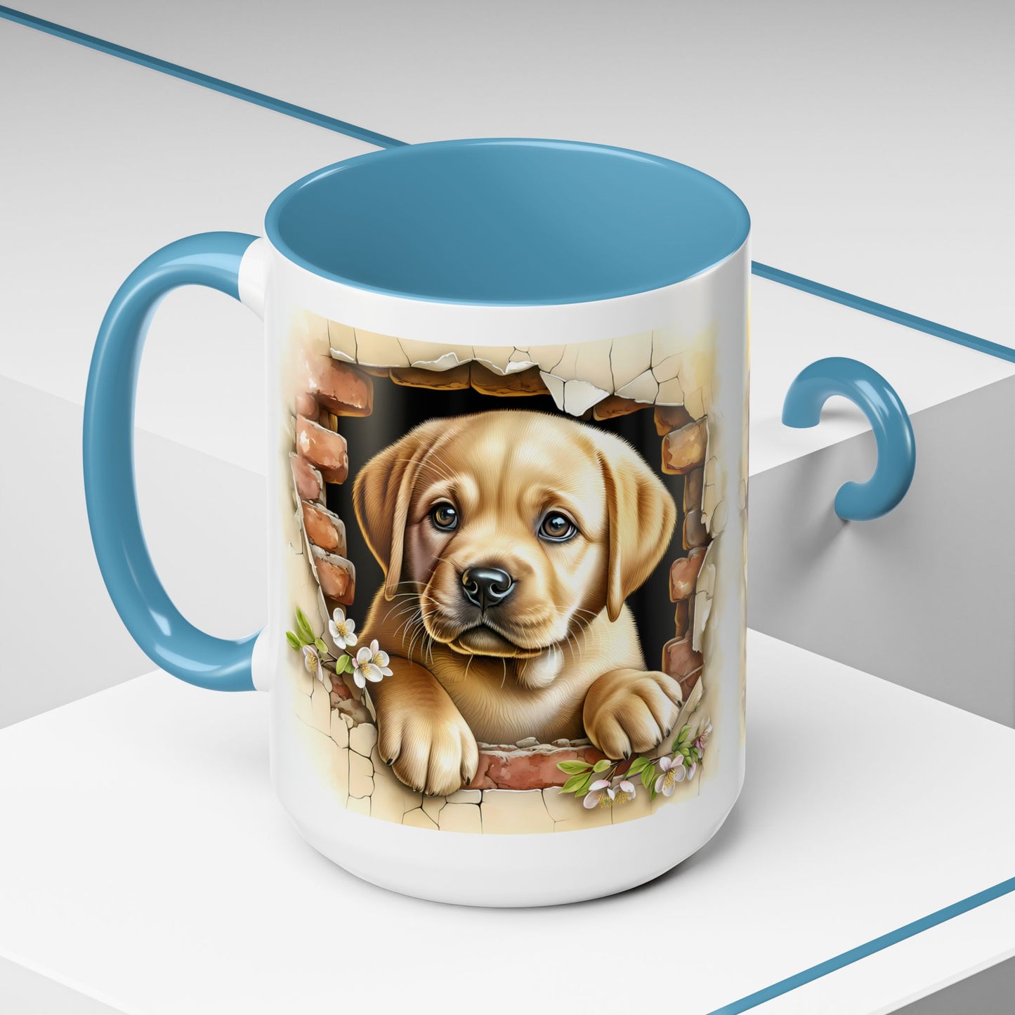 🐶☕ Labrador Puppy Peek Accent Mug – Sweet Yellow Lab Lover Gift ✨💛