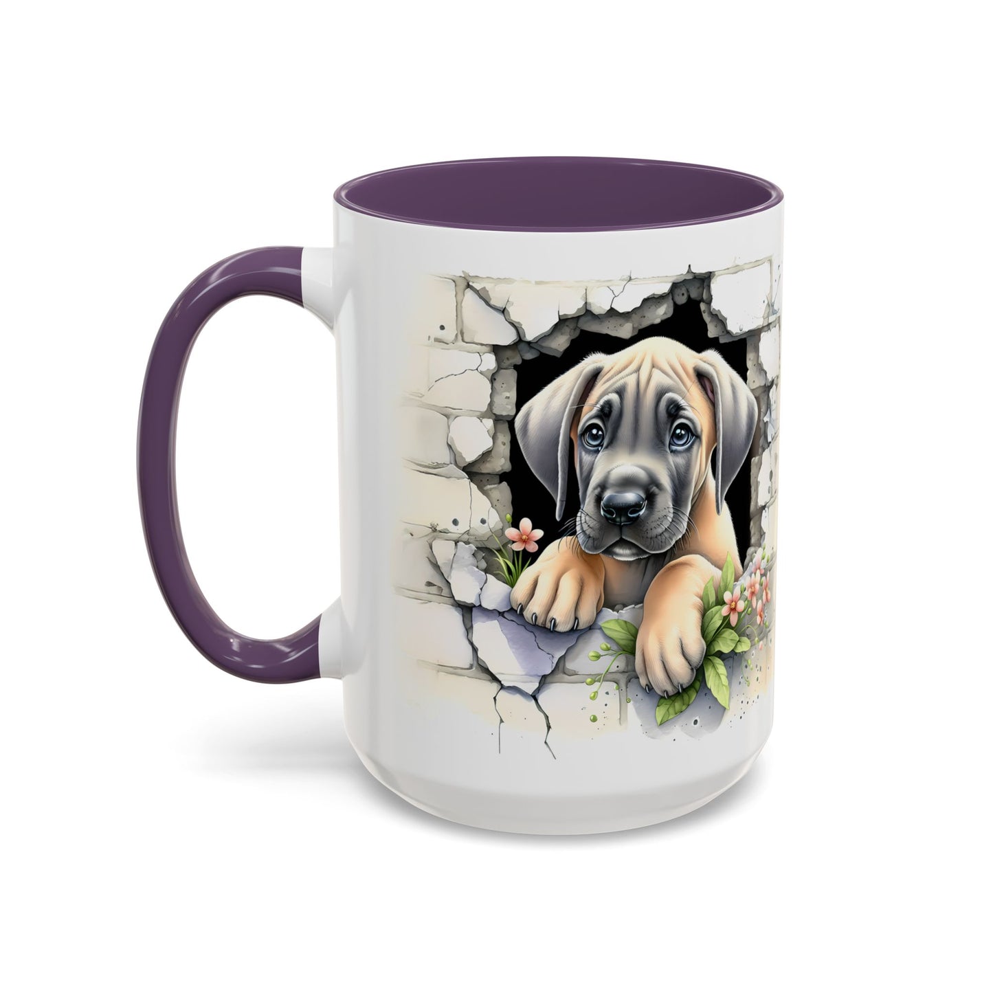 🐾 Great Dane Puppy Accent Mug – Sweet Peek-Through Puppy Design ☕💛