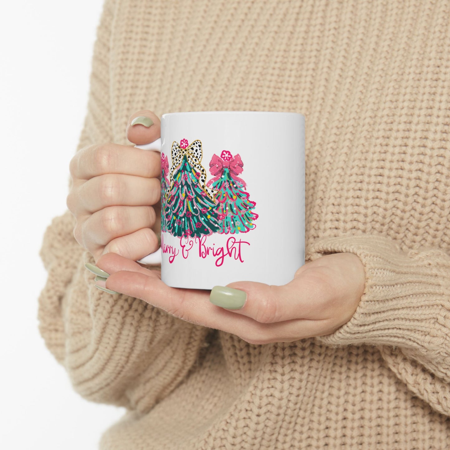 🎄 Merry & Bright Christmas Tree Mug – Glam Holiday Cheer in Every Sip ✨