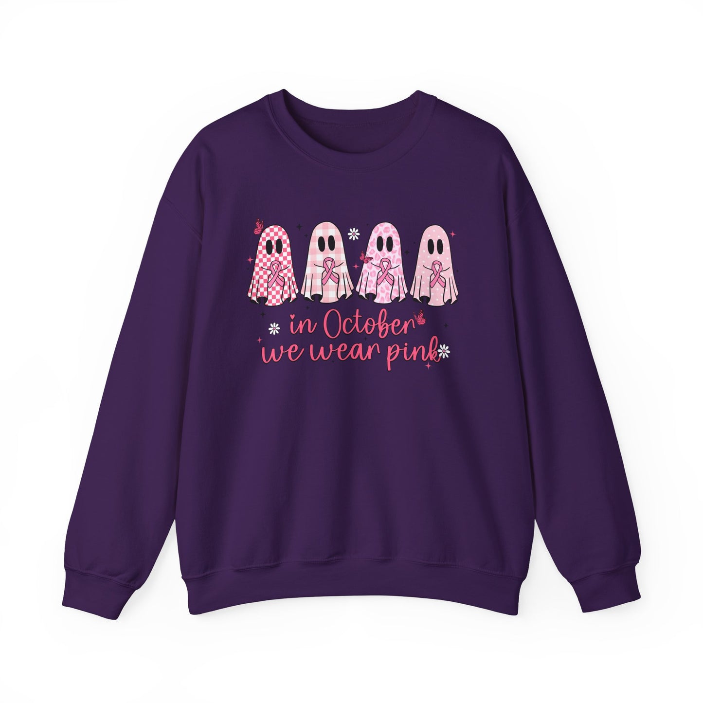 🎀👻 In October We Wear Pink Sweatshirt – Breast Cancer Awareness Halloween Ghosts