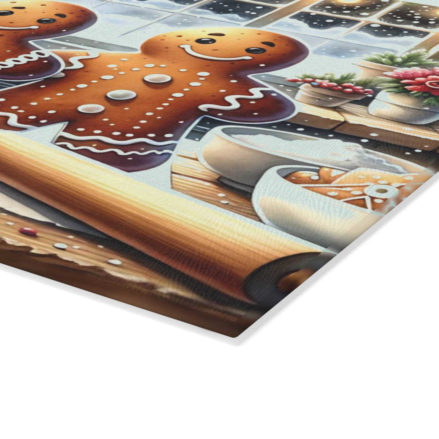 🍪❄️ “Gingerbread Bake Squad” Glass Cutting Board – Cozy Holiday Cheer for Your Kitchen