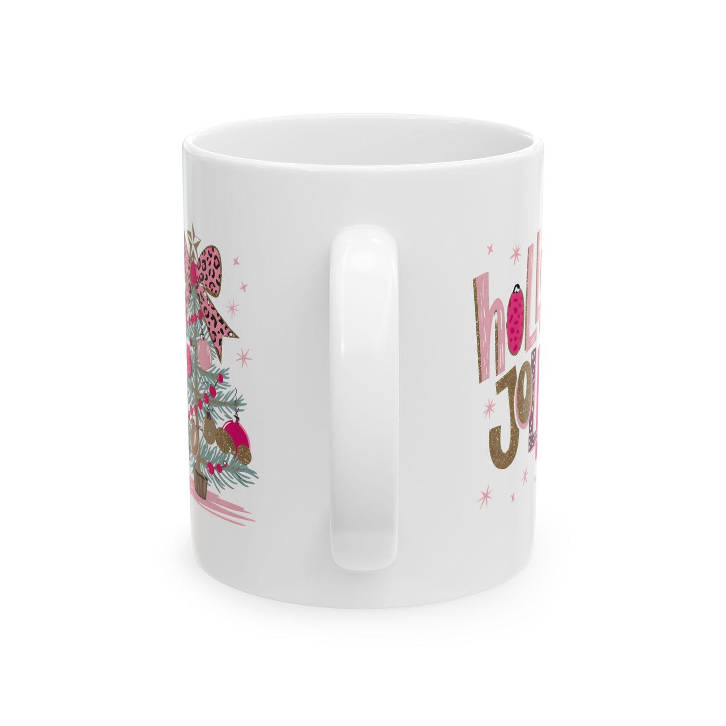 🎀🌟 Holly Jolly Christmas Mug – Glam Tree, Leopard Bow, and Holiday Sass 🎄💖