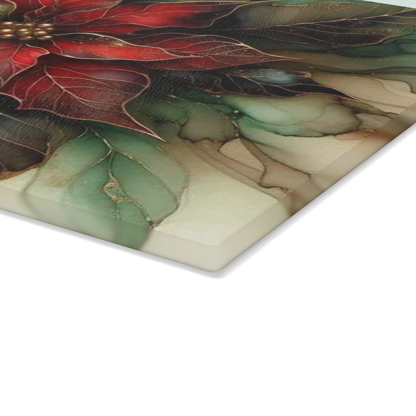 🎄 Elegant Poinsettia Bloom – Holiday Art Tempered Glass Cutting Board