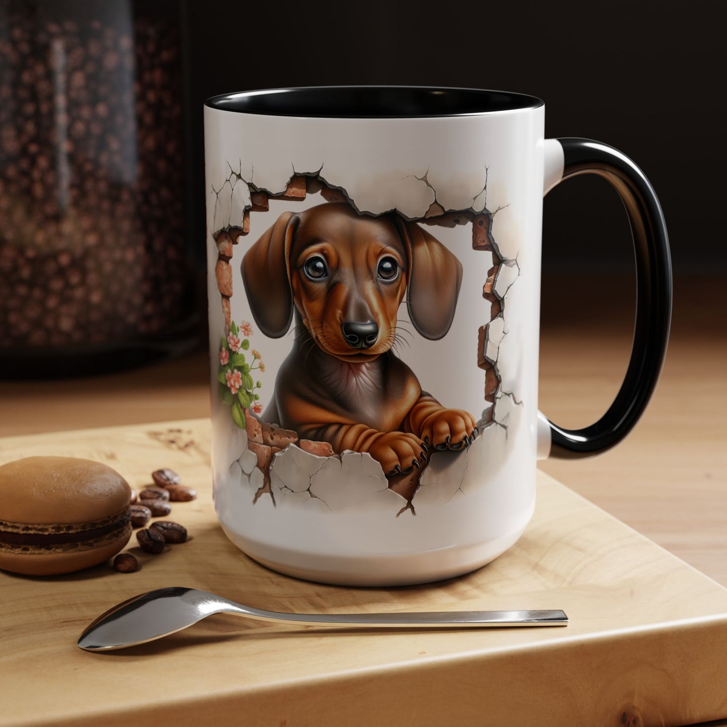 🐾🌭 Dachshund Puppy Accent Mug – Adorable Doxie Coffee Cup ☕❤️