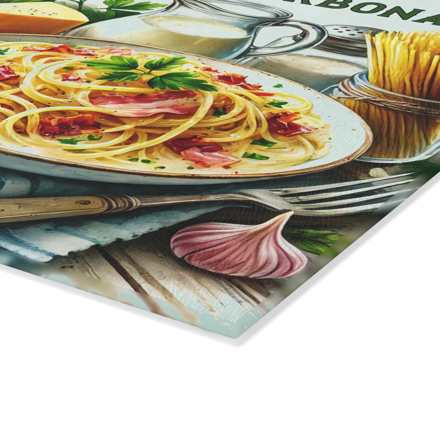 🍝 Spaghetti alla Carbonara – Classic Italian Recipe Glass Cutting Board