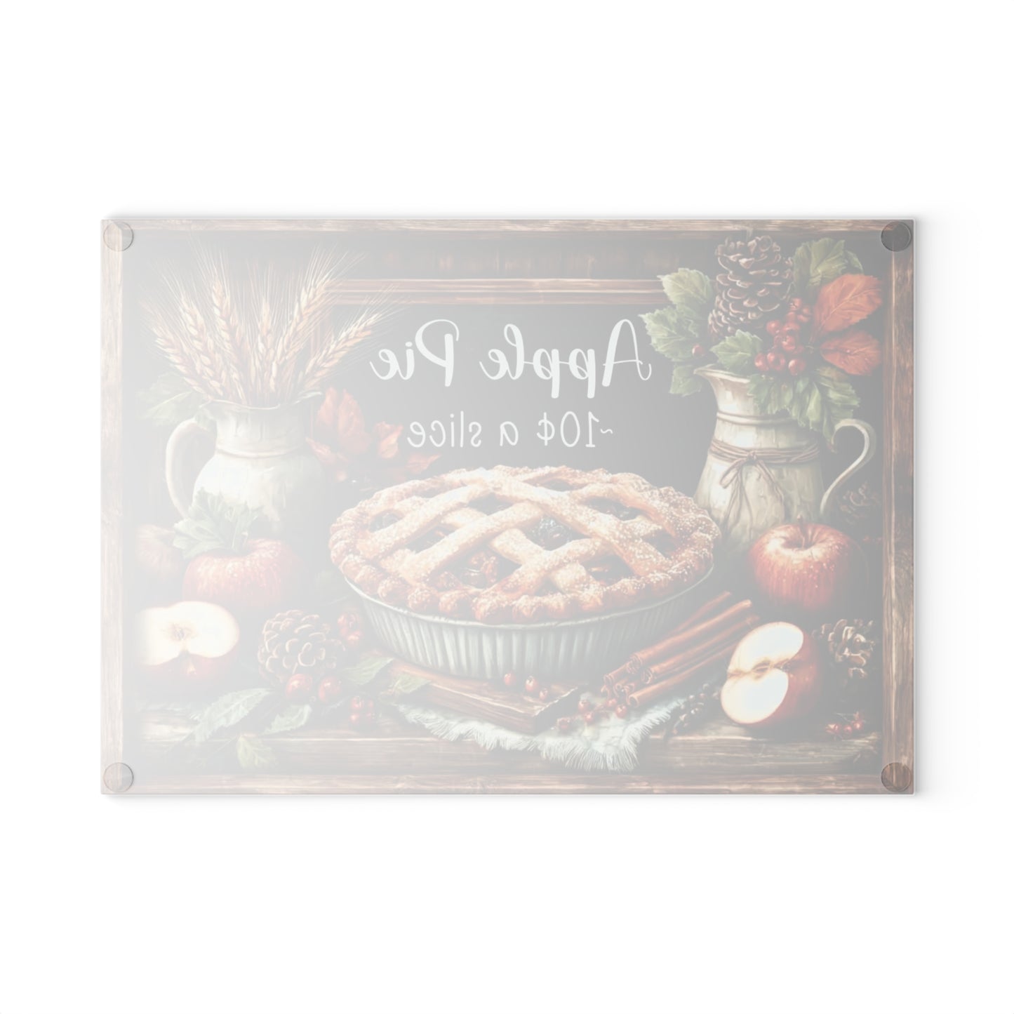🥧🍎 “Apple Pie – 10¢ a Slice” Tempered Glass Board – Vintage Bakery Charm