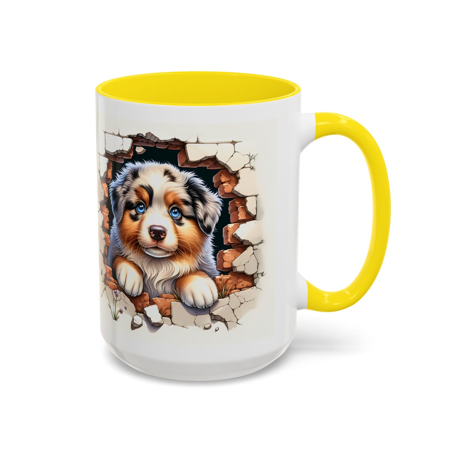 🐾☕ Australian Shepherd Puppy Peek Accent Mug – Blue-Eyed Beauty Dog Lover Gift ✨💙