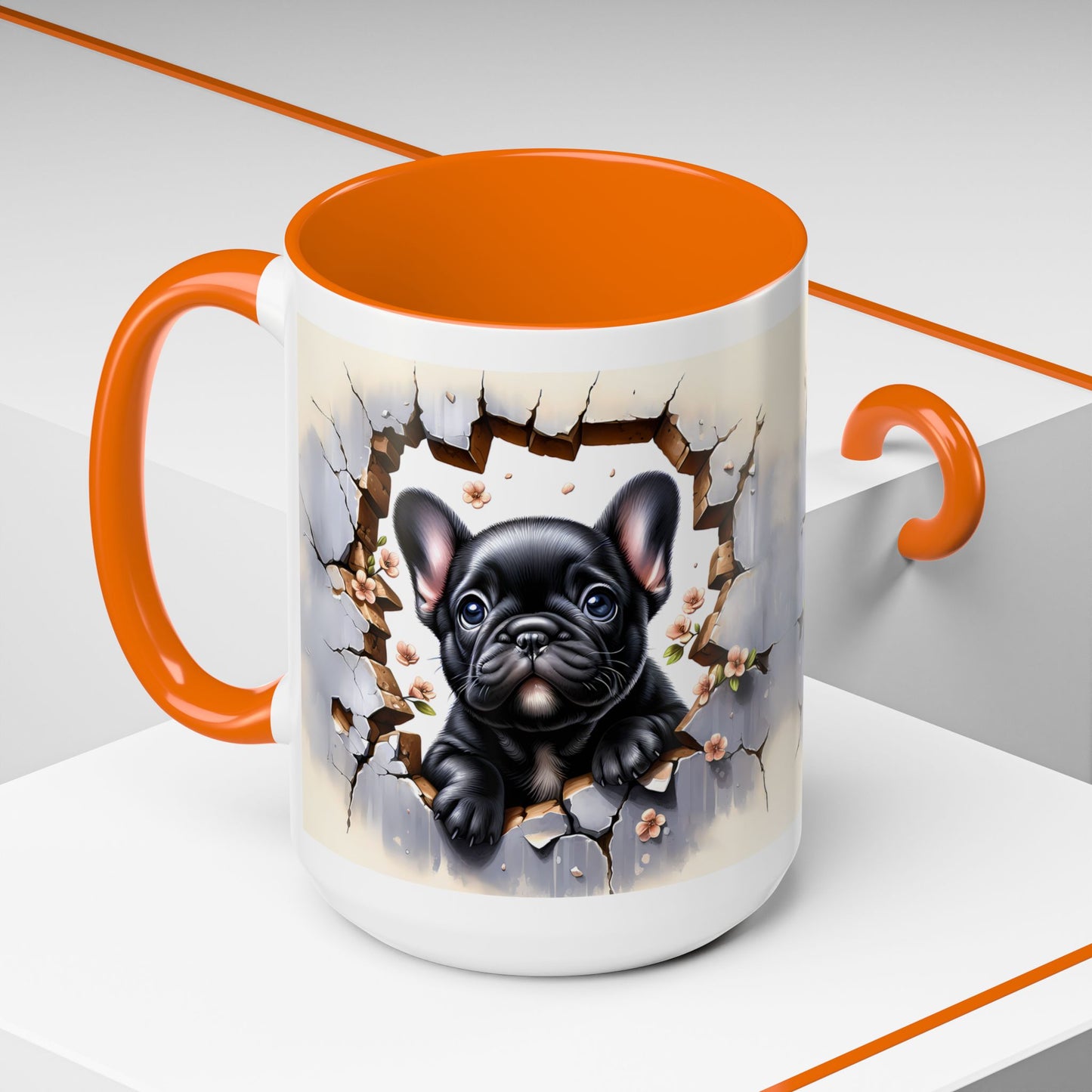🐾☕ Black French Bulldog Puppy Accent Mug – Cute Breakthrough Pup Design ✨