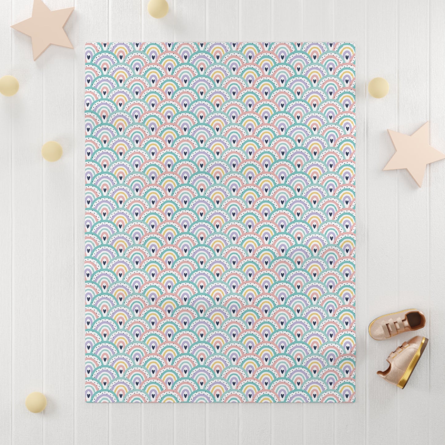 🌈 Pastel Rainbow Velveteen Plush Blanket – Soft & Unisex