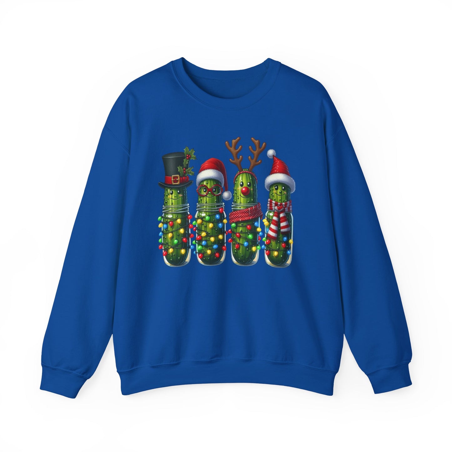 🥒✨ Merry Picklemas Crewneck – Festive Pickle Jars with Holiday Lights