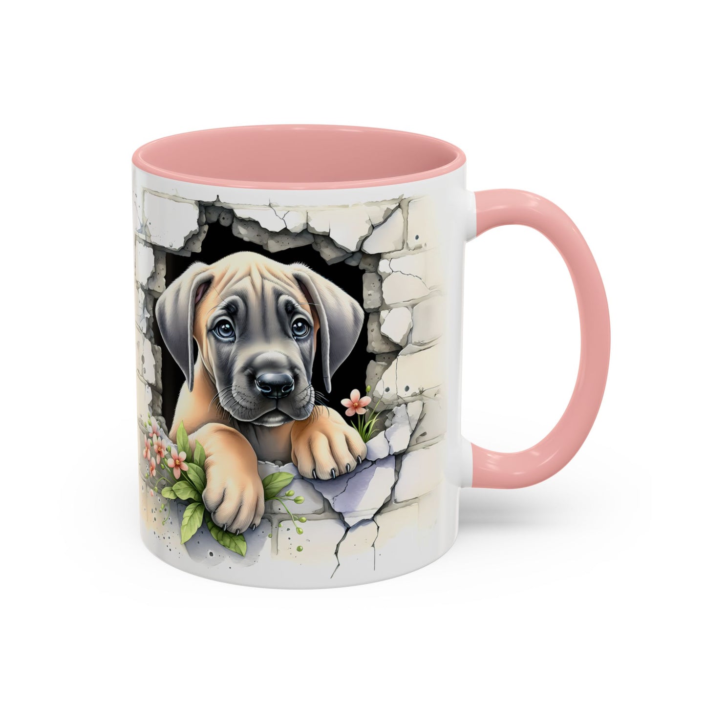 🐾 Great Dane Puppy Accent Mug – Sweet Peek-Through Puppy Design ☕💛