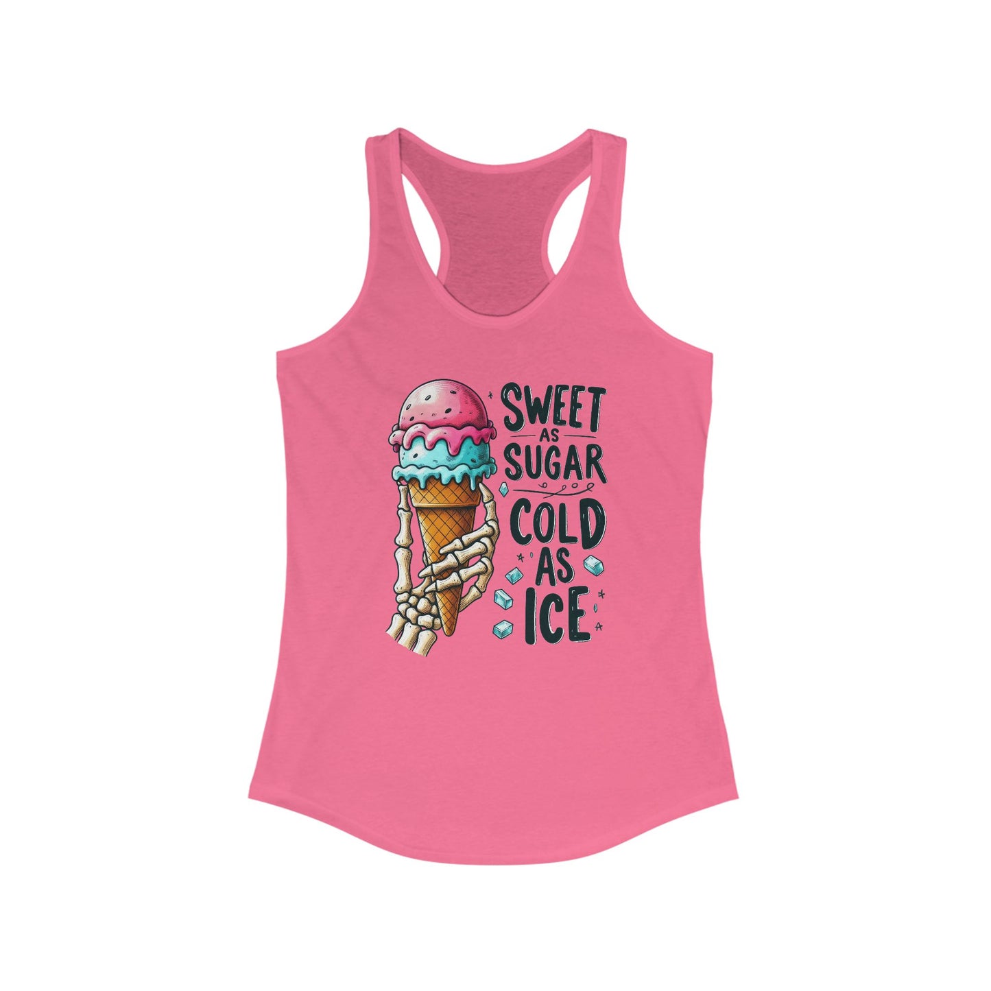 Dulce como el azúcar, fría como el hielo – Camiseta deportiva con espalda descubierta y mano de esqueleto