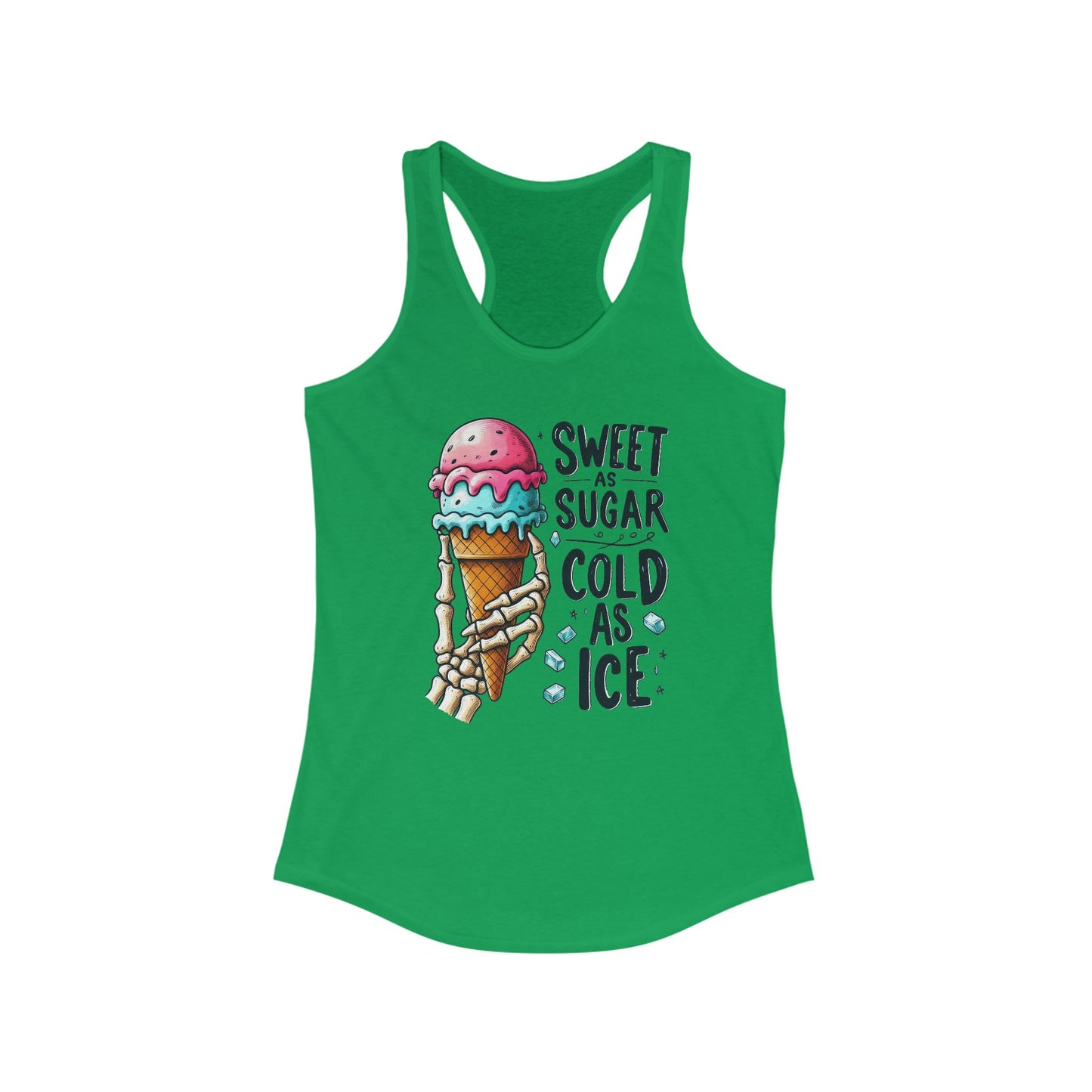 Dulce como el azúcar, fría como el hielo – Camiseta deportiva con espalda descubierta y mano de esqueleto