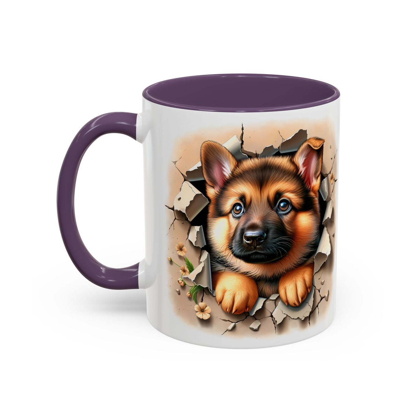 🐾☕ German Shepherd Puppy Peek Accent Mug – Loyal Pup Lover Gift ✨🖤