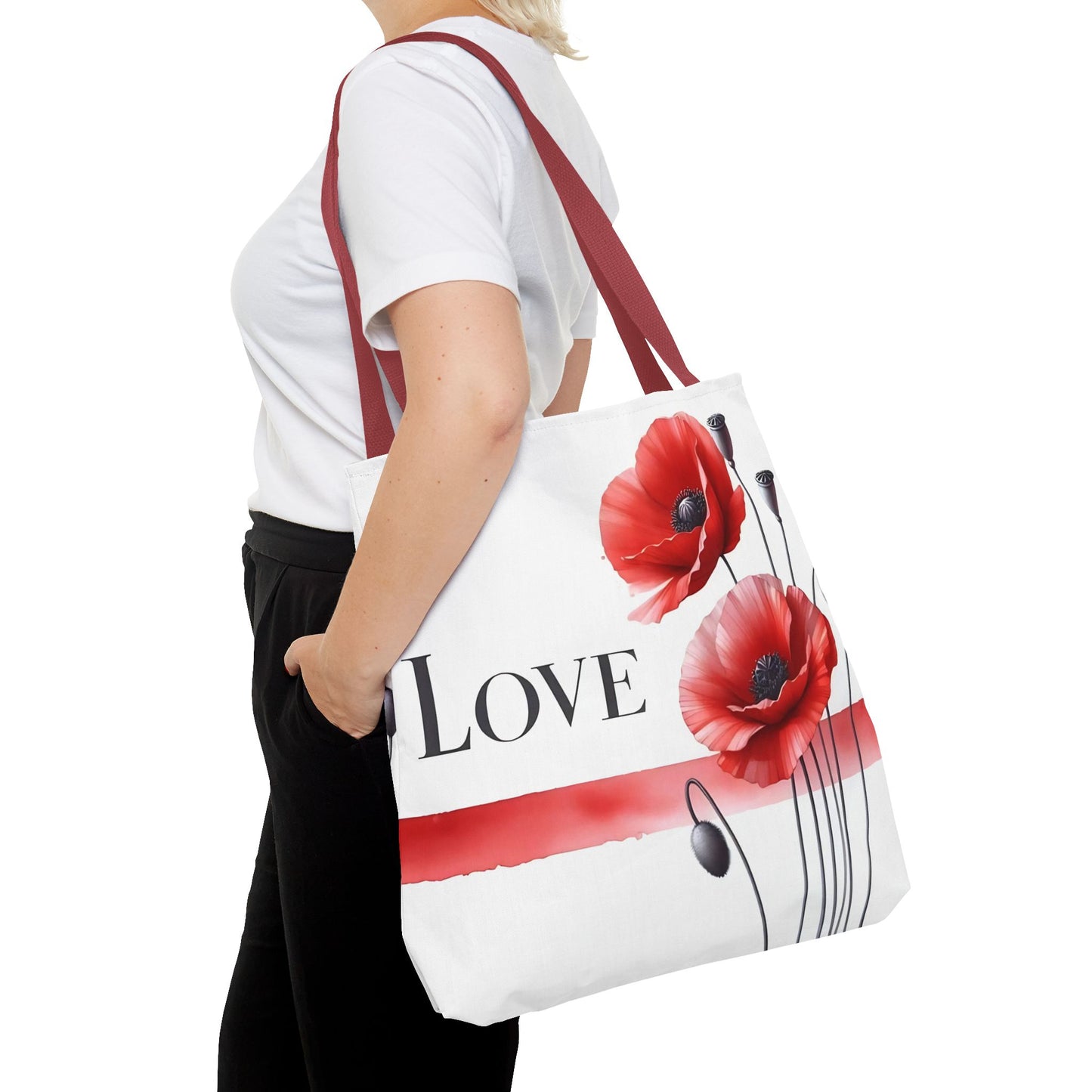 ❤️ Bolso Tote Floral Rojo “Love” – Atrevido, Hermoso y Lleno de Corazón