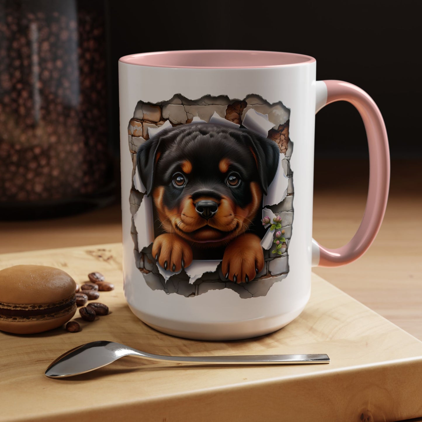 🐾☕ Rottweiler Puppy Accent Mug – Sweet Breakthrough Pup Design ✨