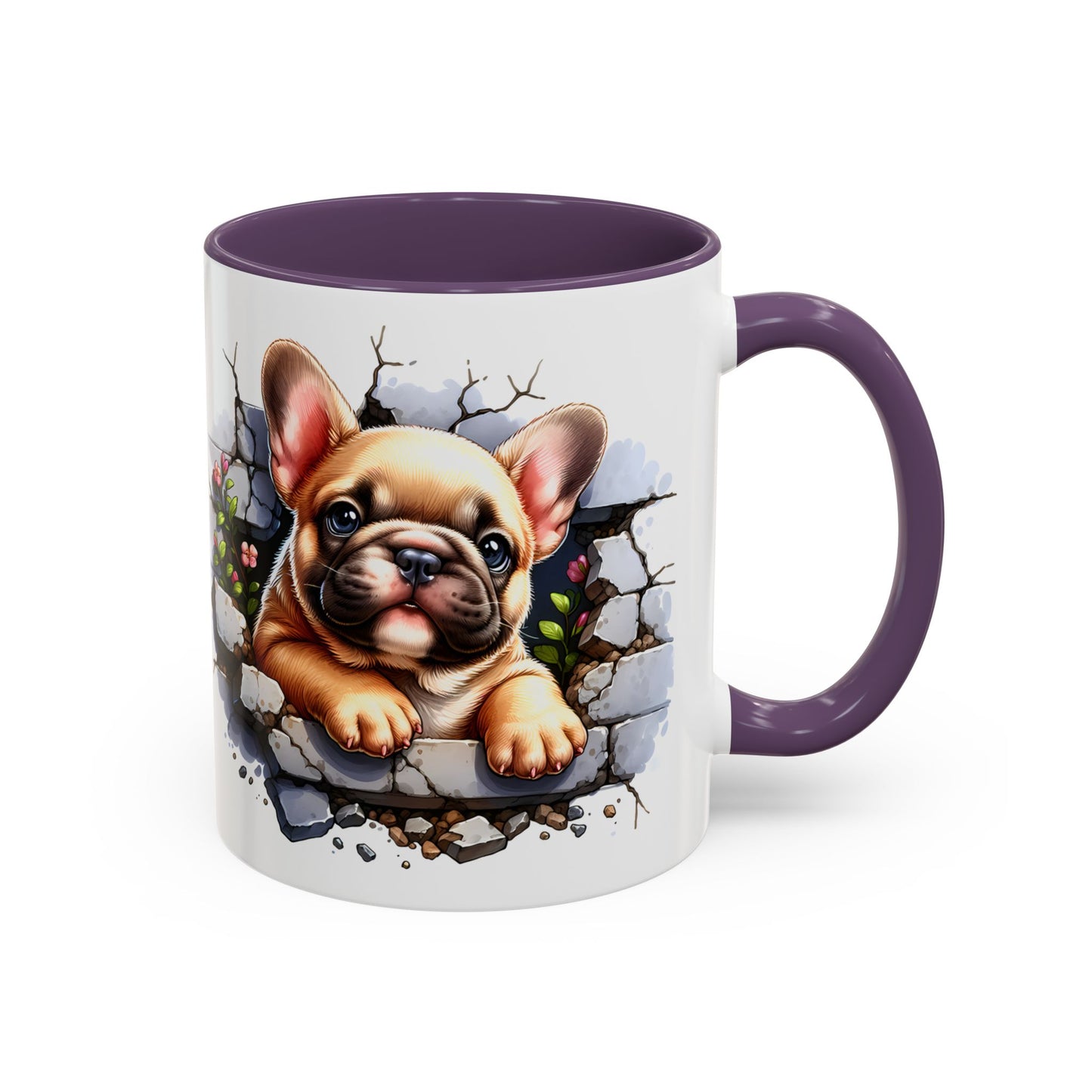 🐾☕ Tan French Bulldog Puppy Accent Mug – Sweet Peek-Through Pup Design ✨