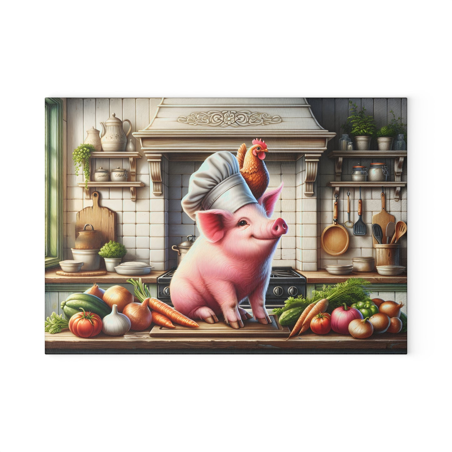 🐷 Farmhouse Chef Pig Cutting Board – Whimsy & Culinary Country Charm