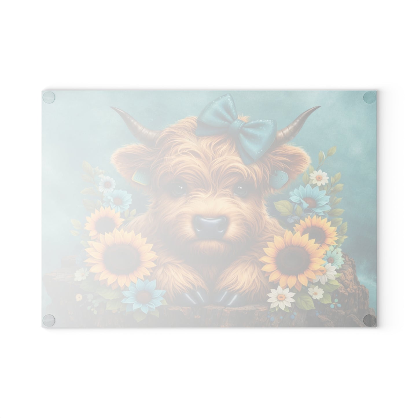 Teal Highland Calf Glass Cutting Board – Farmhouse Kitchen Decor