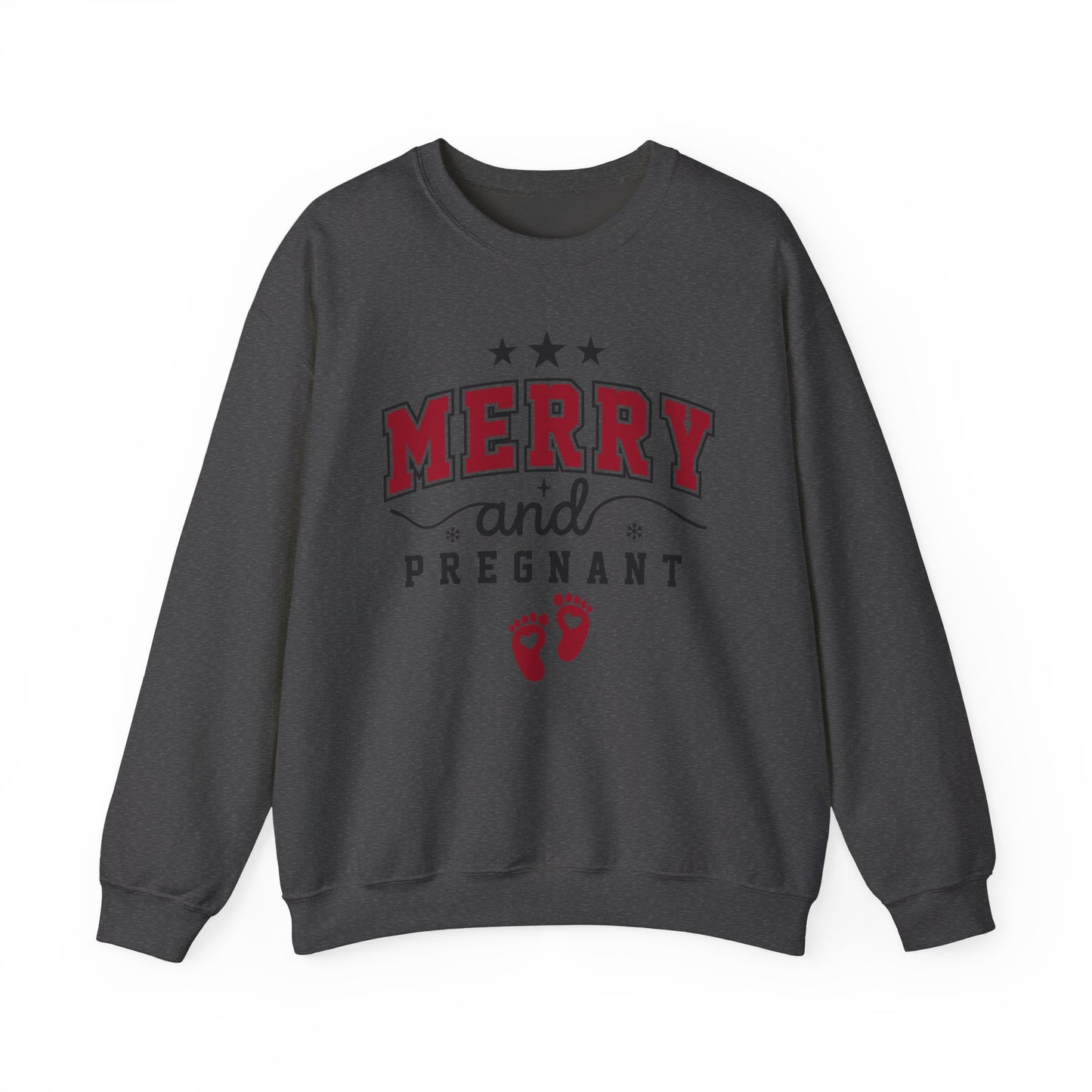 🎄👣 Merry Little Kicking Feet Christmas Maternity Sweatshirt – Cute Holiday Pregnancy Crewneck