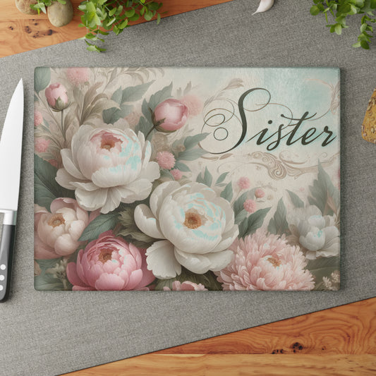 🌸 Sister Floral Cutting Board – Elegant Gift for a Special Sister 🌸
