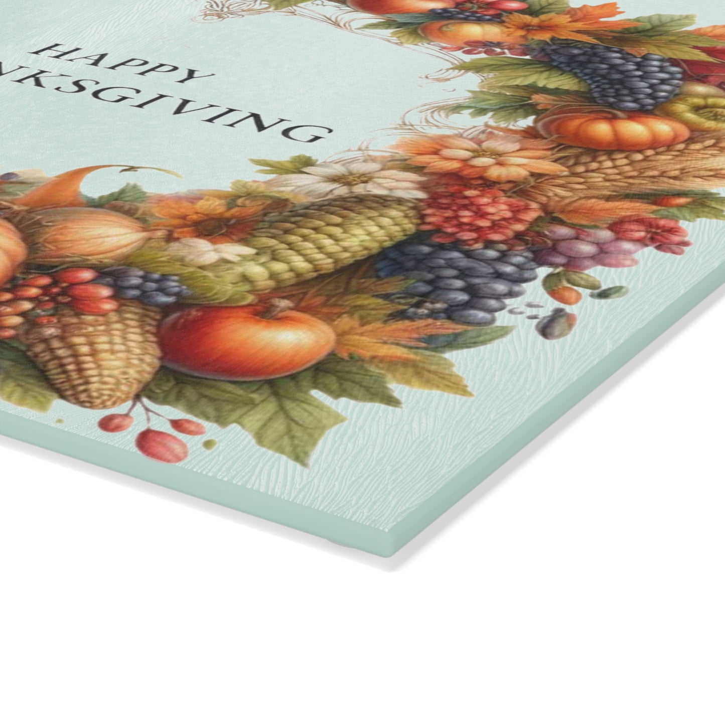 🧺🍂 Happy Thanksgiving Harvest Basket Glass Cutting Board – Warm Autumn Elegance for Your Kitchen ✨🦃