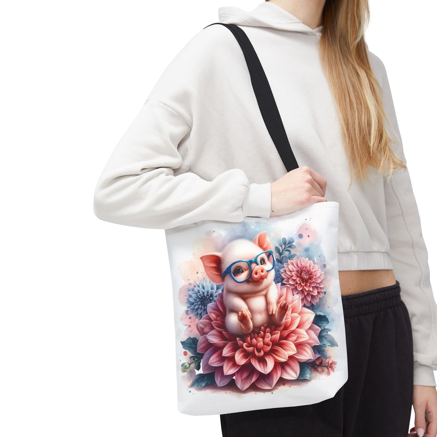 🐷 Floral Piglet Tote Bag – Cute, Whimsical & Practical 🌸