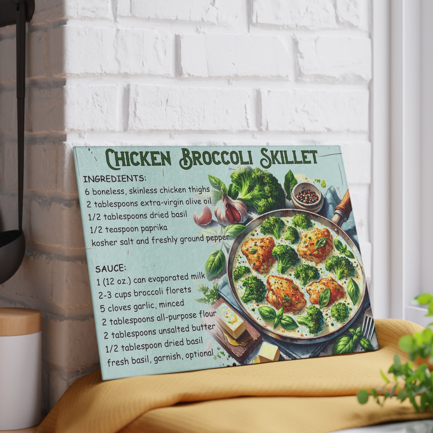 🍗 Chicken Broccoli Skillet – Easy Dinner Recipe Cutting Board