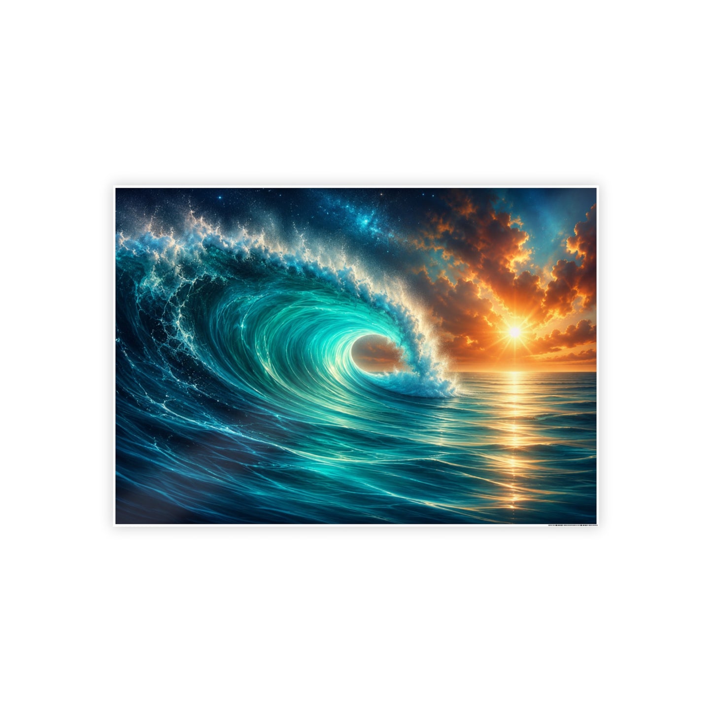 Ocean Wave at Sunset High-Gloss Poster – Turquoise Coastal Seascape Wall Art – 33.1" × 23.4"