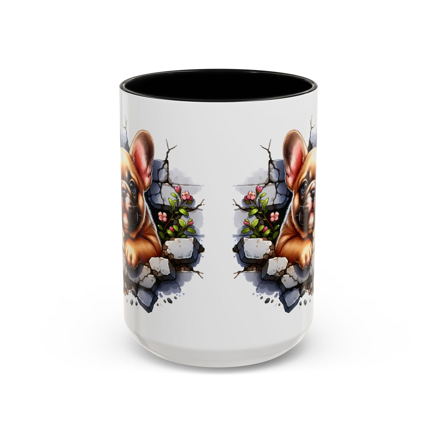 🐾☕ Tan French Bulldog Puppy Accent Mug – Sweet Peek-Through Pup Design ✨