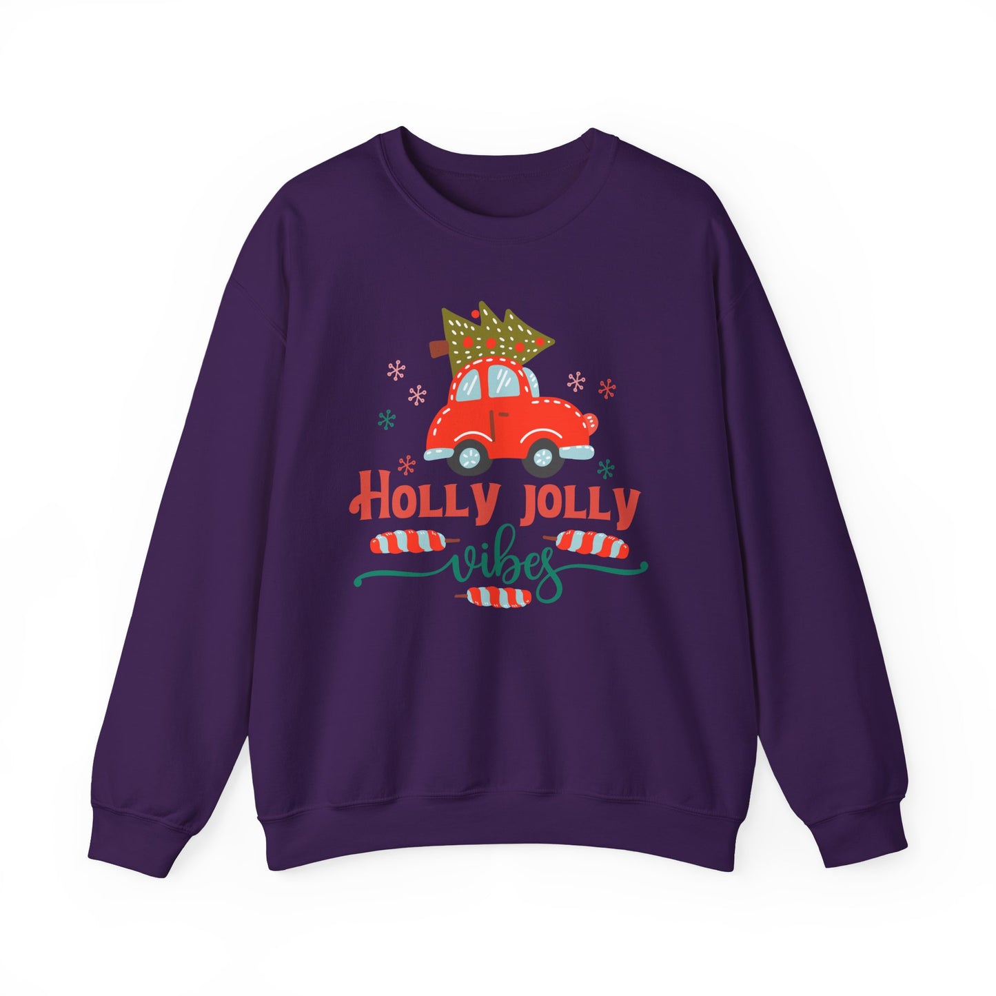 🎄🚗 Holly Jolly Vibes Crewneck – Cute Red Car & Tree Graphic