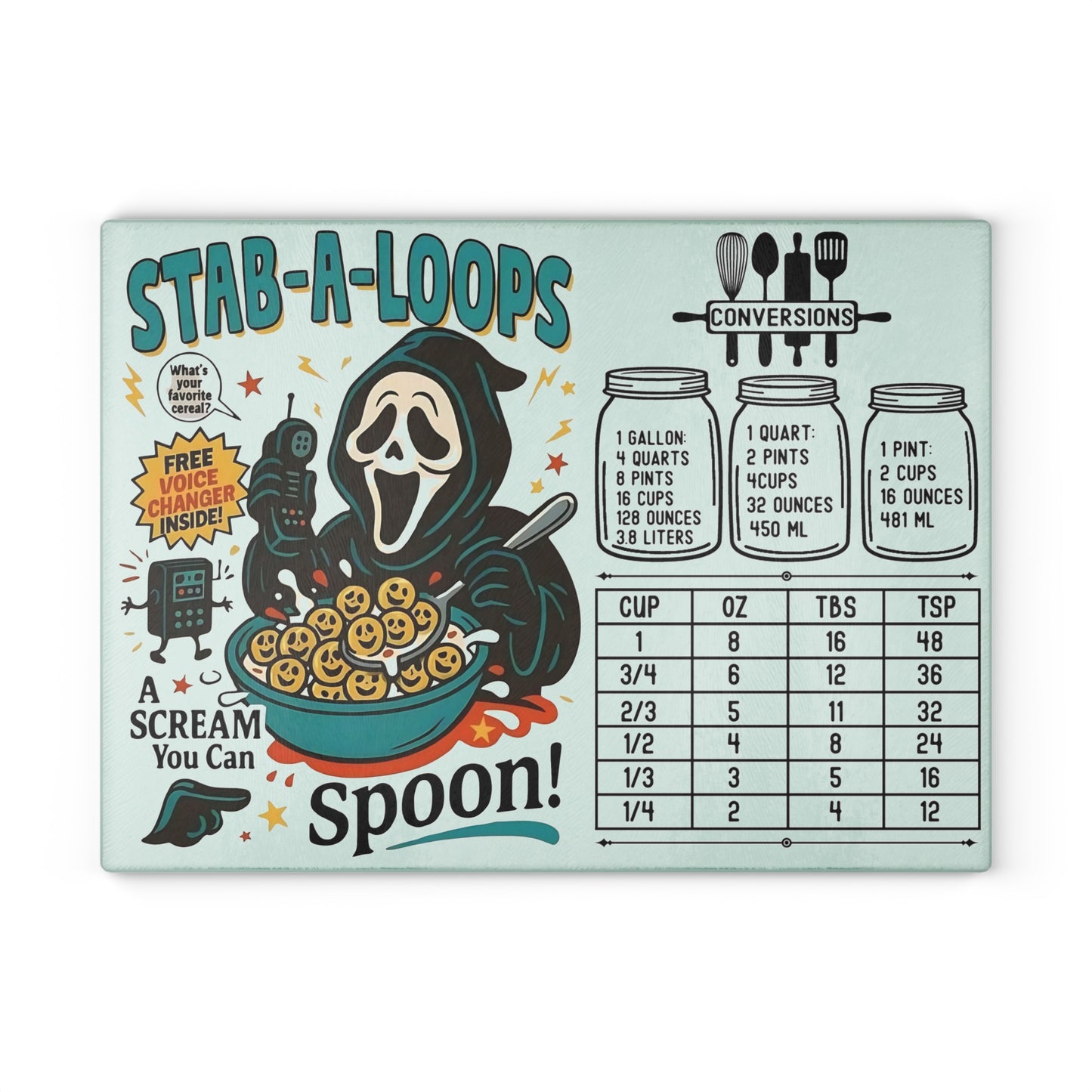 🔪 “Stab-A-Loops” Horror Cereal Cutting Board – A Scream You Can Spoon! 🍽️