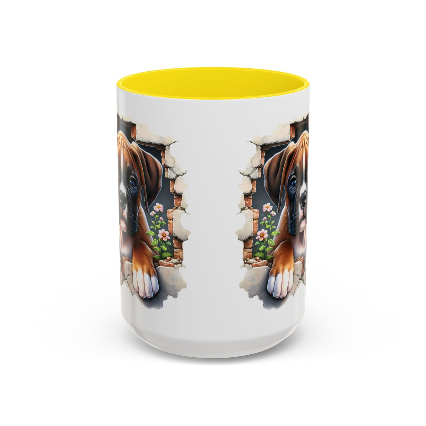 🐶☕ Boxer Puppy Peek Accent Mug – Adorable Dog Lover Gift ✨💛