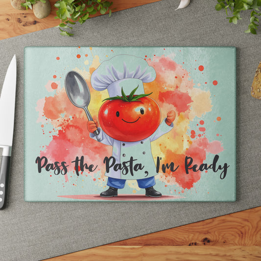 🍝 Pass the Pasta, I'm Ready – Funny Tomato Chef Cutting Board